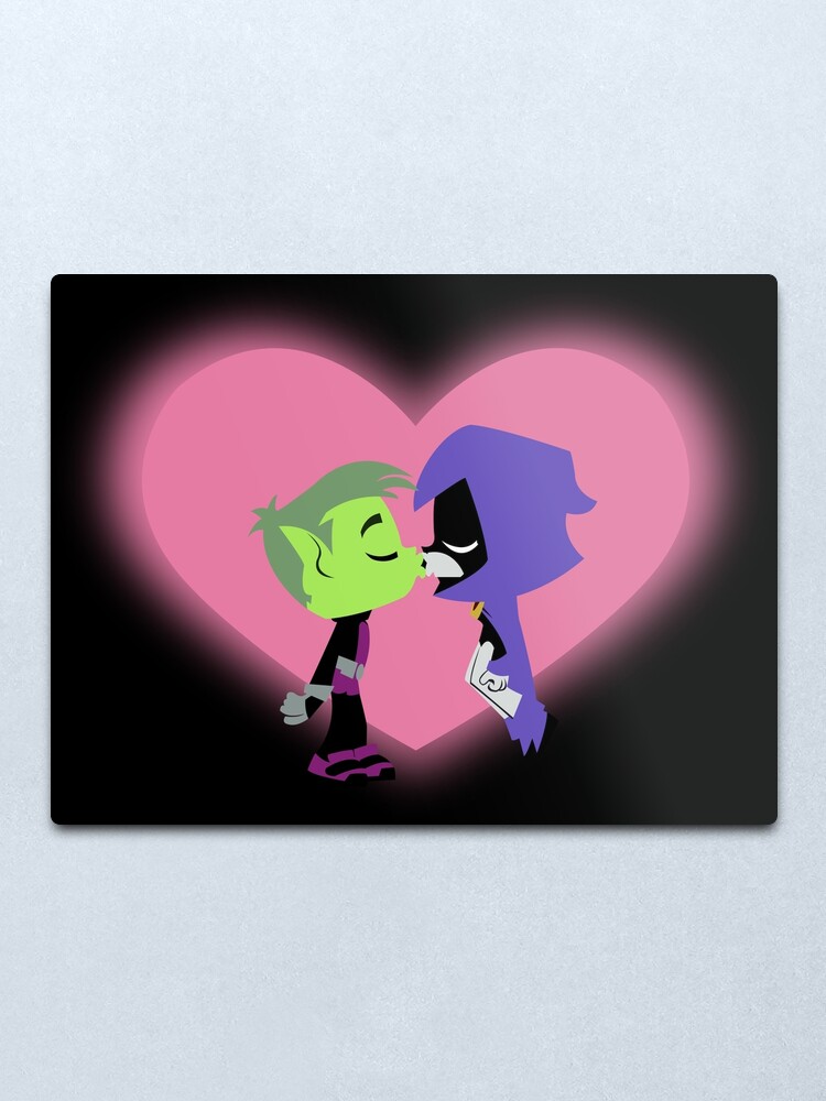 Beastboy X Raven Kiss Metal Print By Monkeyli Redbubble