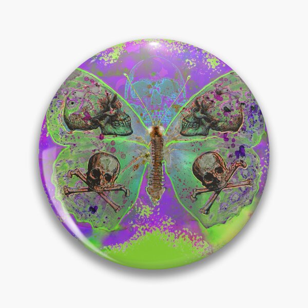 Artikelvorschau, Trippy Psychedelic Skull Butterfly entworfen und verkauft von TheBearandBunny.