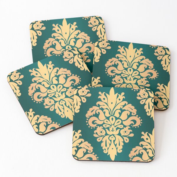 Item preview, Teal Green and Gold Classic Damask Pattern designed and sold by Julie Erin Designs.