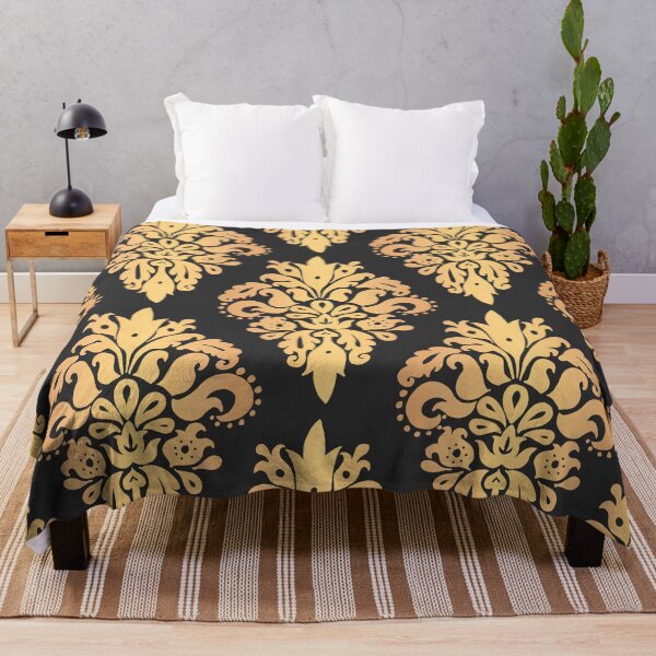 Item preview, Dark Grey and Gold Classic Damask Pattern designed and sold by Julie Erin Designs.