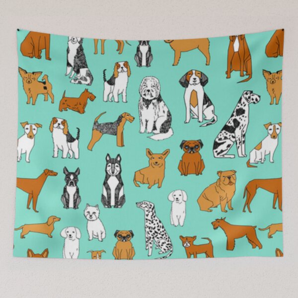 Item preview, Dog pattern on teal pattern designed and sold by hillarymoore06.
