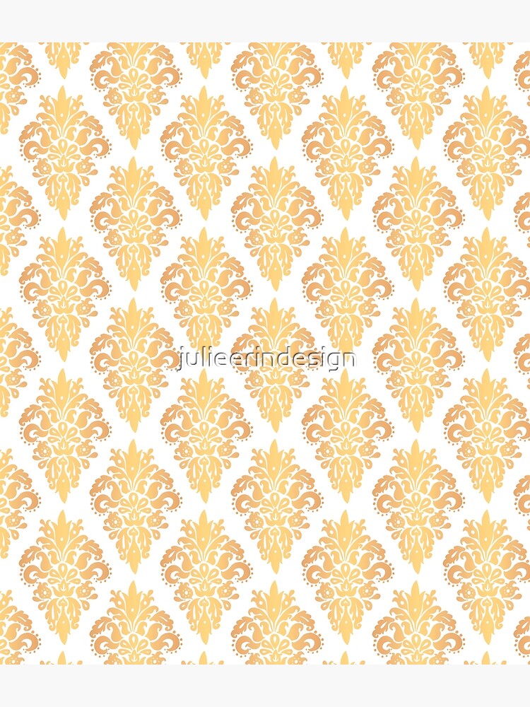 Gold and White Classic Damask Pattern by julieerindesign