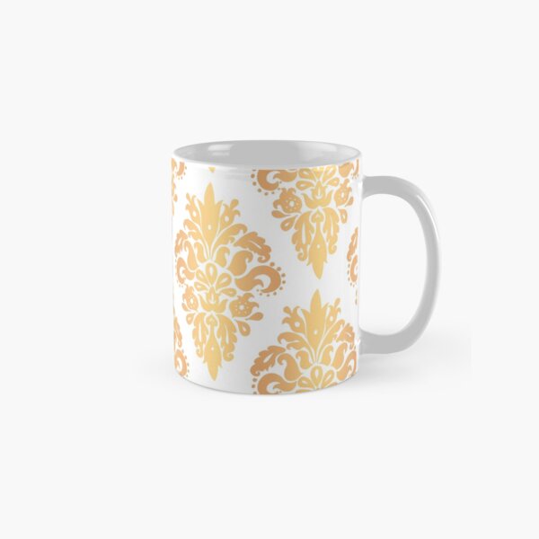 Gold and White Classic Damask Pattern Classic Mug