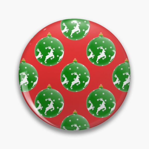 Item preview, Green Merry Christmas Reindeer Bulb Repeating Pattern designed and sold by ThingsByJoy.