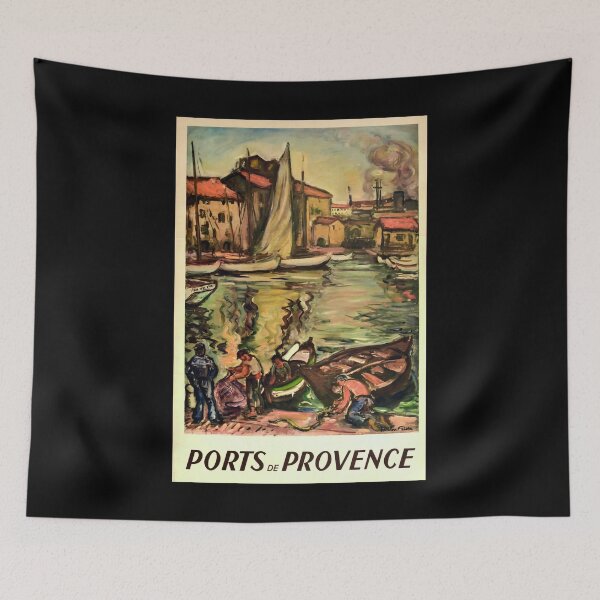 Item preview, Ports de Provence retro poster designed and sold by CorasPosters.