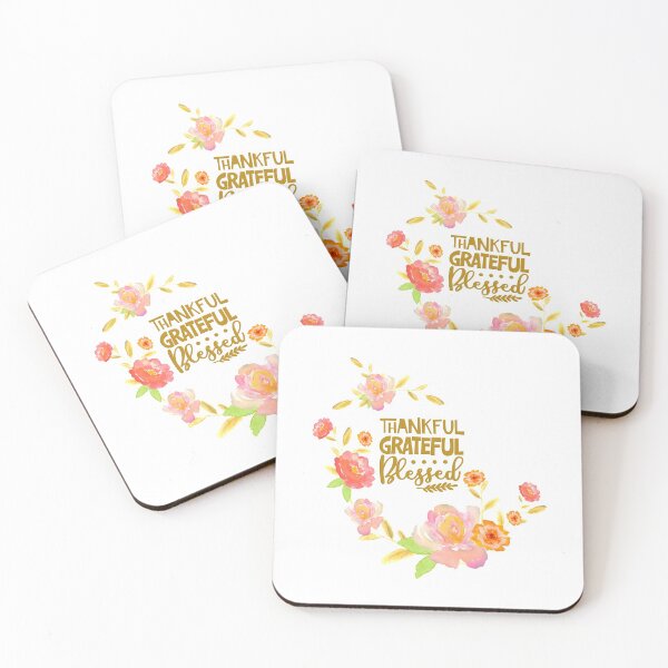 Item preview, Thankful Grateful Blessed Watercolor Floral  designed and sold by Bliss Find And Design.