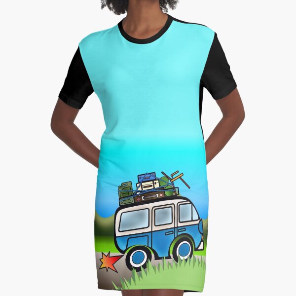 Happy Camper Graphic T-Shirt Dress
