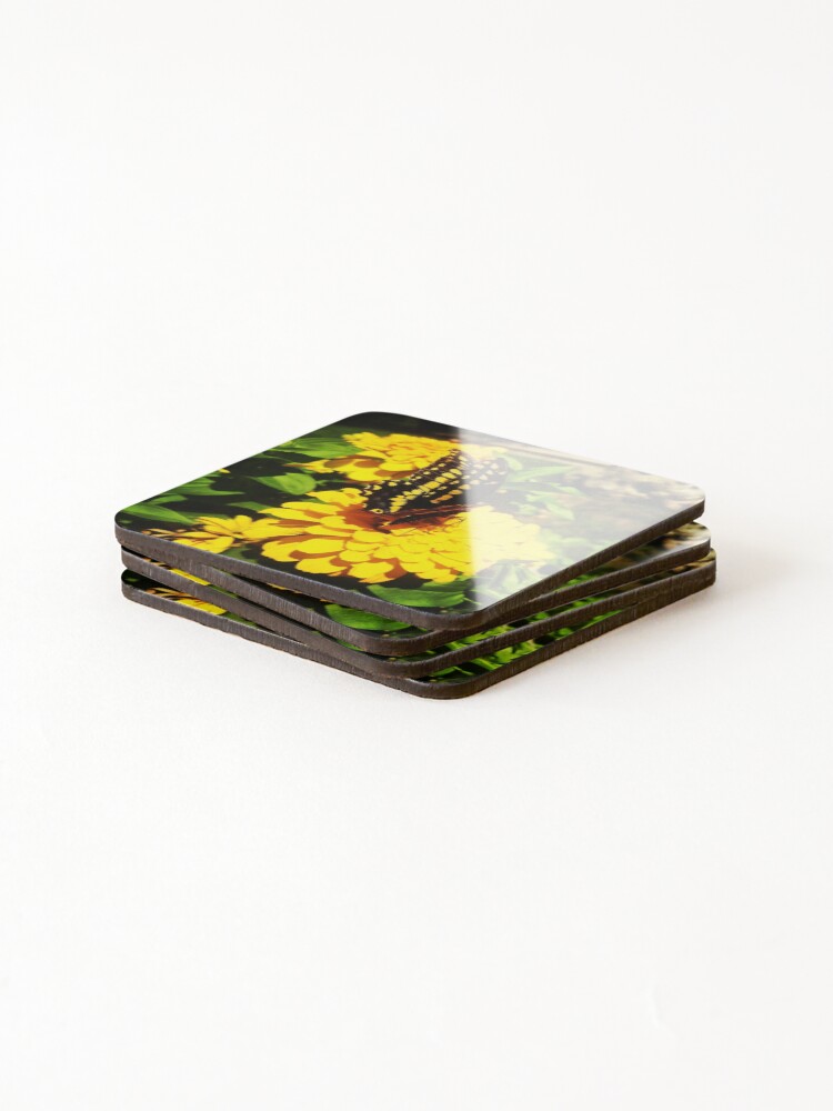 Alternate view of Yellow butterfly by Yannis Lobaina Coasters (Set of 4)