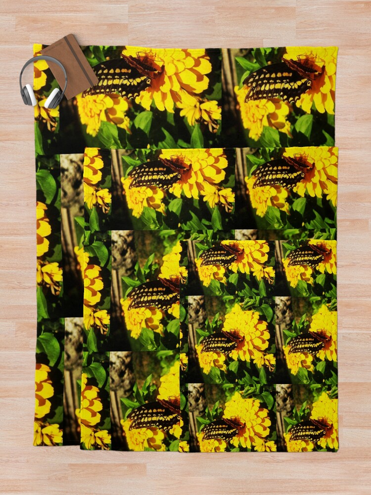 Alternate view of Yellow butterfly by Yannis Lobaina Throw Blanket