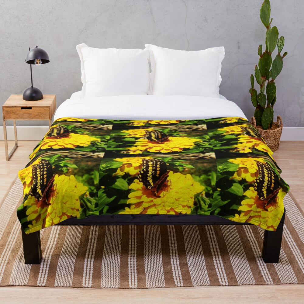 Yellow butterfly by Yannis Lobaina Throw Blanket