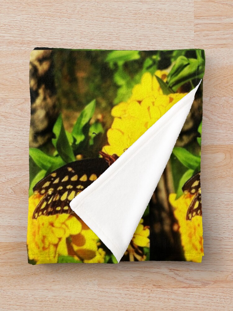 Alternate view of Yellow butterfly by Yannis Lobaina Throw Blanket