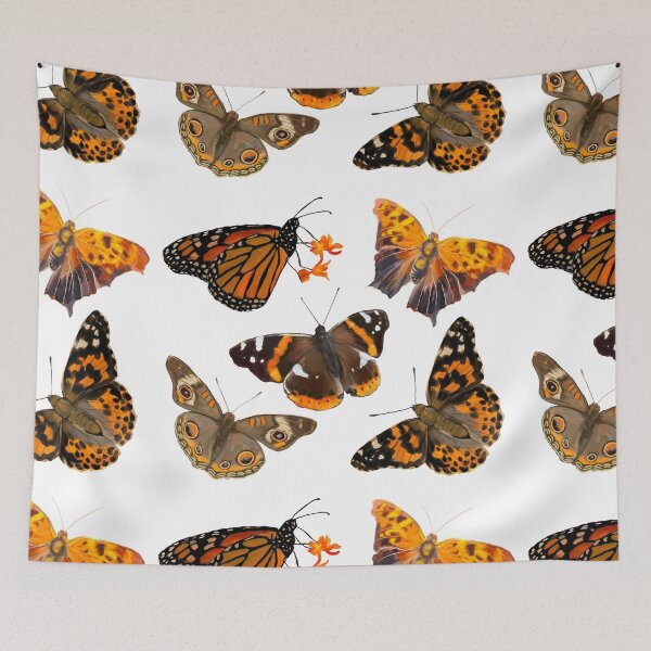 Item preview, Orange and Brown Butterflies Repeating designed and sold by Katie Morris Art.