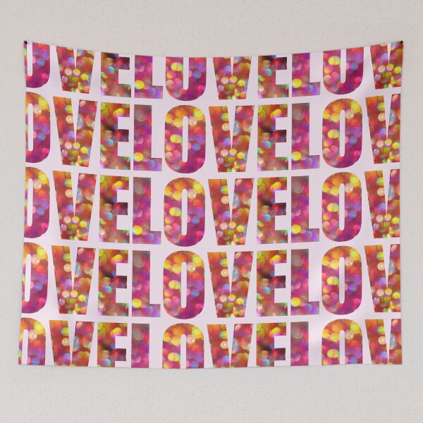 Item preview, LOVE text with Orange Pink Bokeh Background designed and sold by MyArt23.