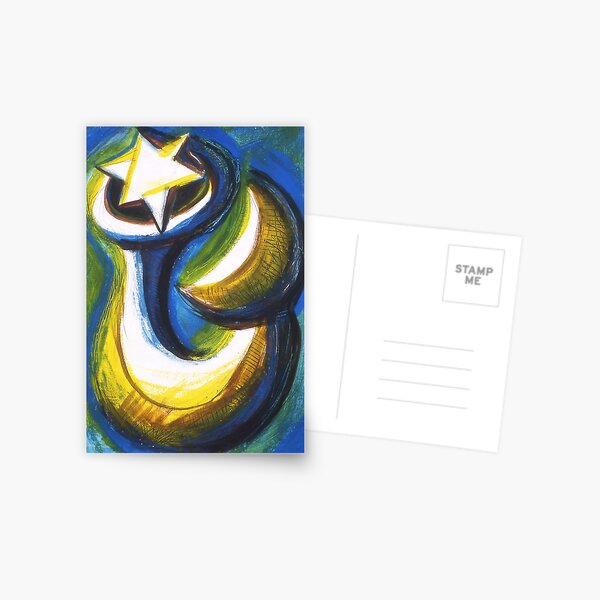 Pesce Luna Stelle Postcard