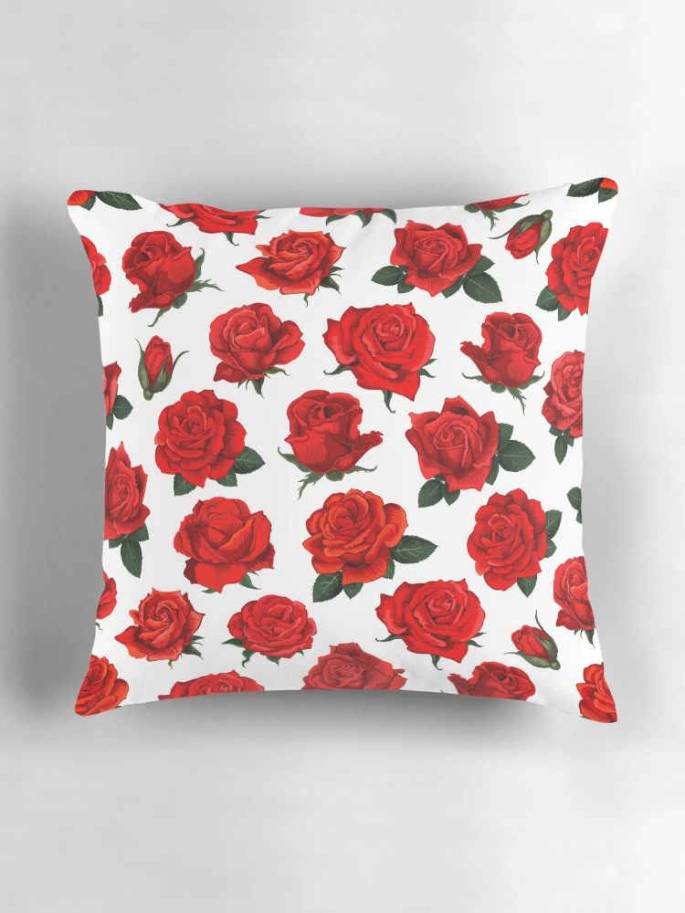 Thumbnail 3 of 4, Pillow, Red Roses Pattern designed and sold by GutsyShop.