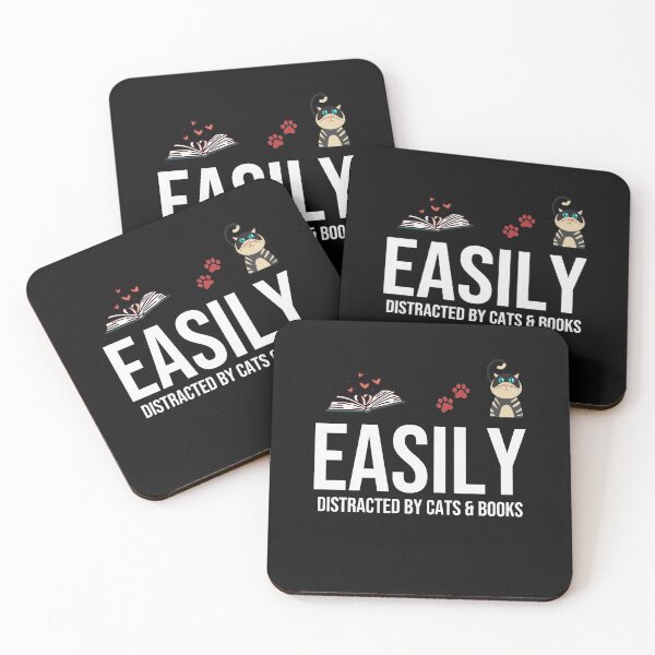 Item preview, Easily distracted by cats and books, Funny gift idea on Birthday, Christmas  designed and sold by KOOL Studio.