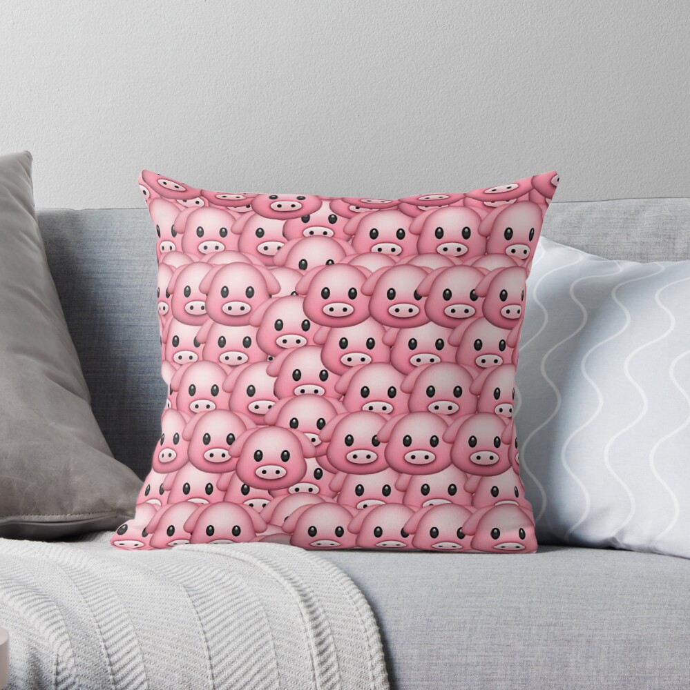 "Pig Emoji Pattern" Throw Pillow by BenDeano | Redbubble