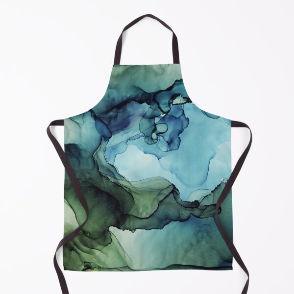 Item preview, Land and Water Ink Abstract Painting Blues and Greens designed and sold by Olga Shvartsur.