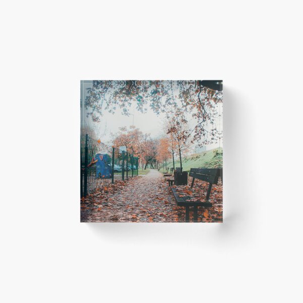 Item preview, Emptyness in a street covered by orange autumn leaves designed and sold by Carmen Jost.