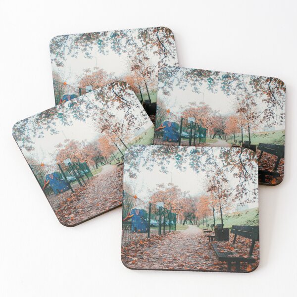 Item preview, Emptyness in a street covered by orange autumn leaves designed and sold by Carmen Jost.
