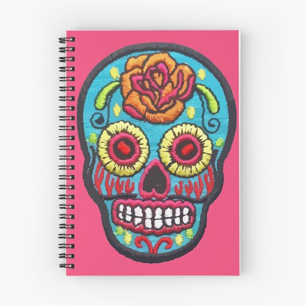 Item preview, Sugar SKULL Blue mexican embroidery day of the dead flowers colorful calaverita designed and sold by T-Mex.