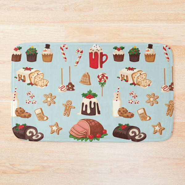 Item preview, Assorted Christmas Food - Roast Ham, Cupcakes, Candy Cane, Gingerbread Cookies, Milk, Panettone, Fruitcake, Log cake designed and sold by Alicia Chee.