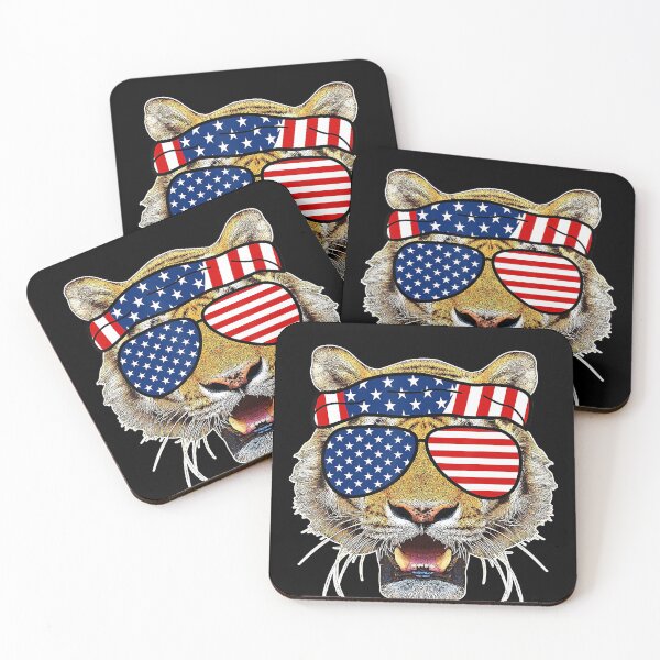 Item preview, American Sunglasses Tiger Shades 4th of July Awesome Gift T-Shirt designed and sold by GrahamWalsh.