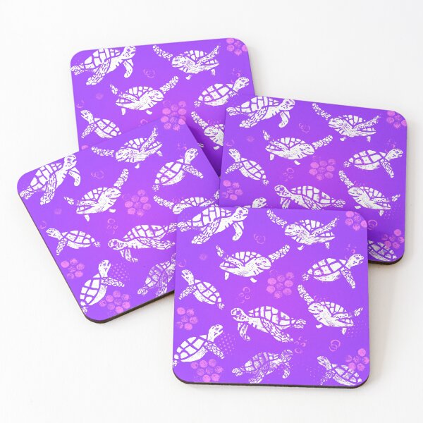 Item preview, White turtle print on purple designed and sold by Dibujo Divertido.