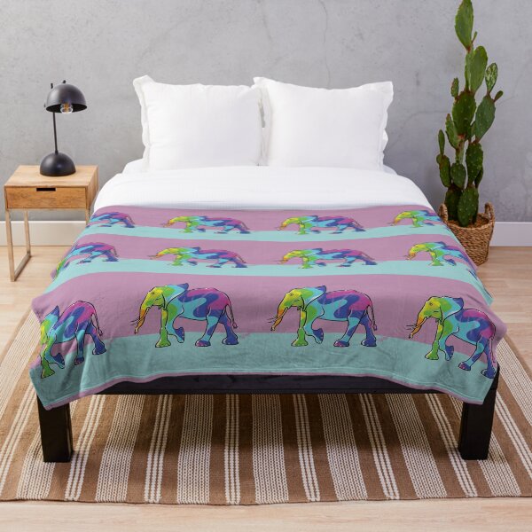 COMMIC AFRICA Rainbow Elephant Throw Blanket
