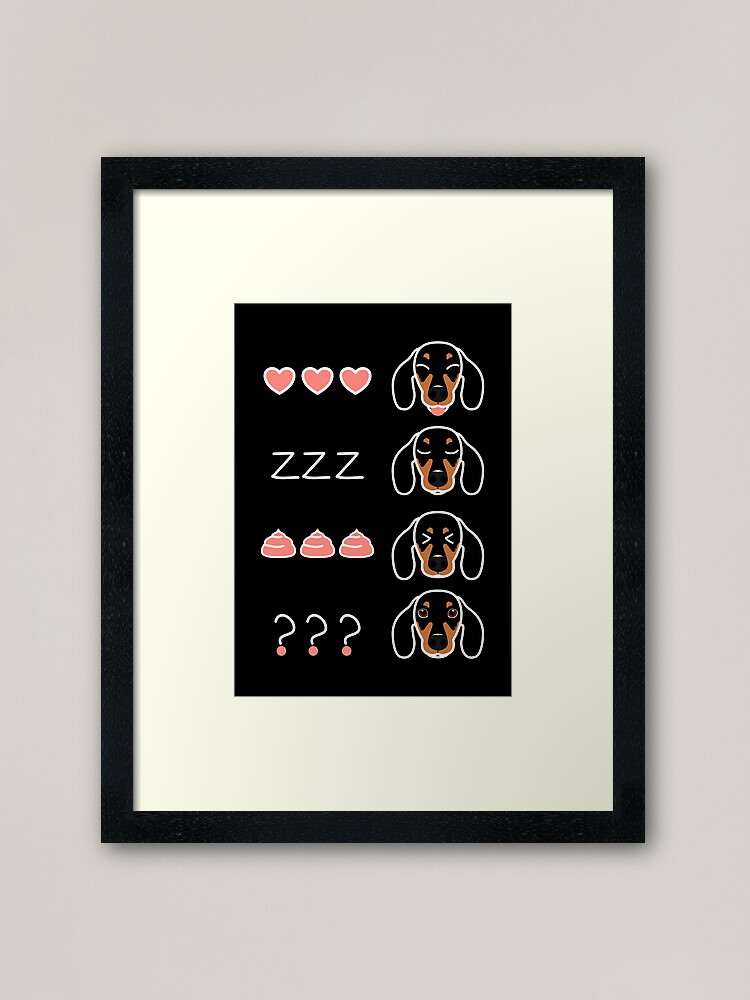 "Dachshund Sausage Dog Emoji" Framed Art Print for Sale by Lulupainting