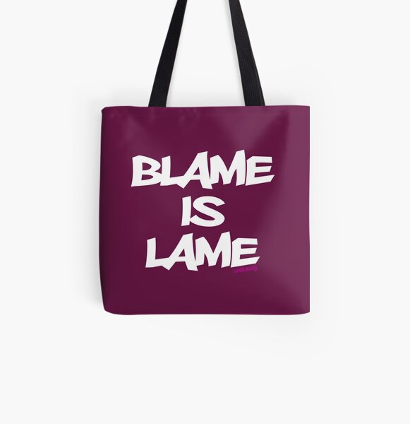 BLAME IS LAME! (white) All Over Print Tote Bag