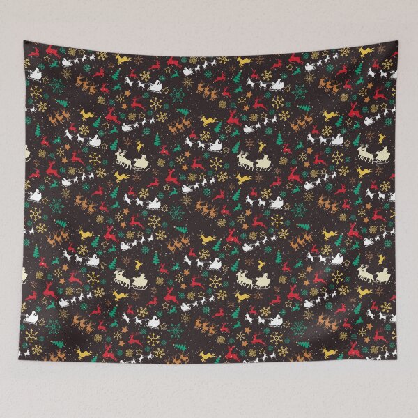 Item preview, Cute Christmas Reindeer & Snowflakes on Dark Background designed and sold by Gifty-Designs.