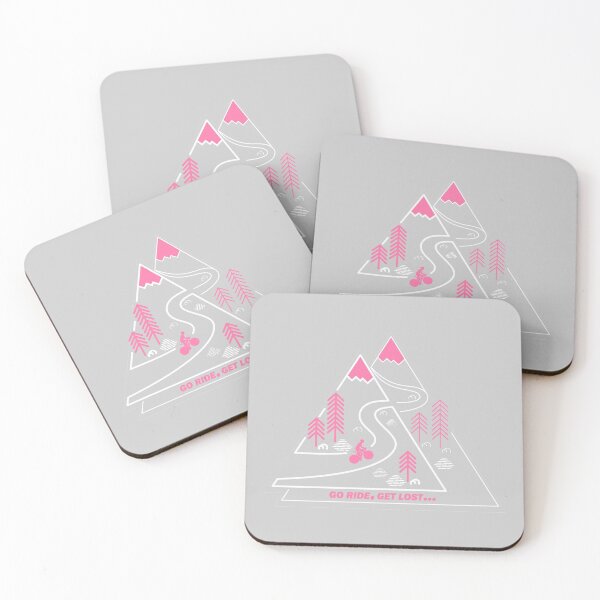 Item preview, Road Cyclist Climbing Two Mountains Grey White Pink designed and sold by RabeDesigns.