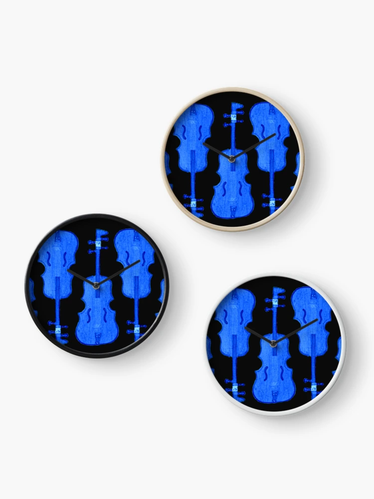 Thumbnail 3 of 4, Clock, Blue Cello Pattern designed and sold by RDBcreations.
