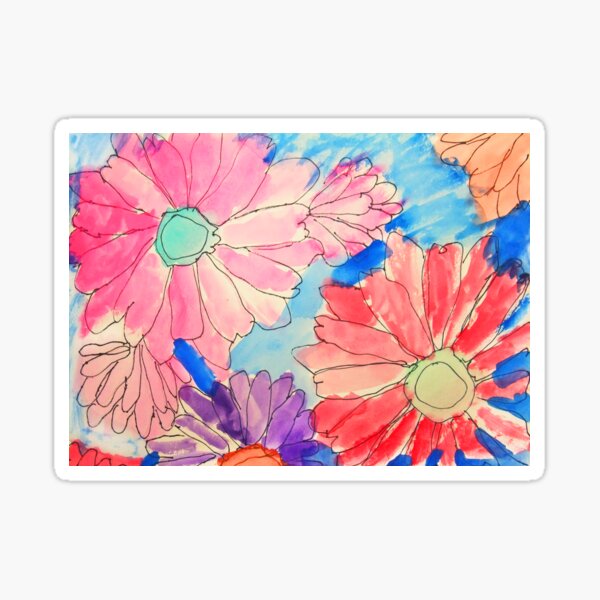 Rainbow Watercolor Flowers Sticker