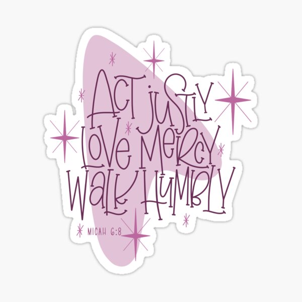 Vista previa del artículo con la obra «Actuar con justicia, amor, piedad, caminar humildemente MidMod Pink», diseñado y vendido por TheJoyfulLilyCo.