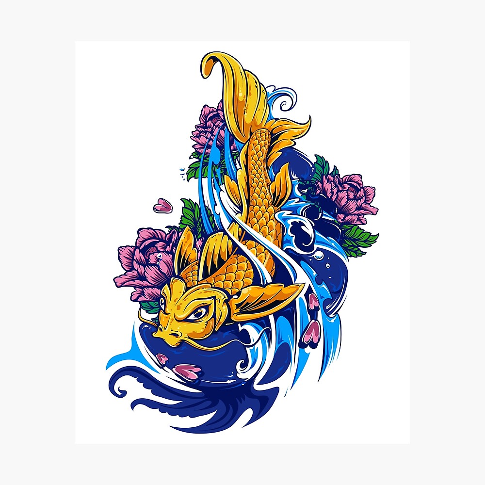Japanese Samurai Art Japanese Koi Fish Tattoo Art Inspired Design Poster  for Sale by NomYen .
