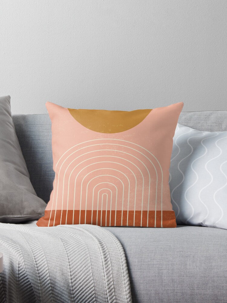 Thumbnail 1 of 4, Pillow, Terracotta Mid Century Sun Arch designed and sold by MaiZephyr.