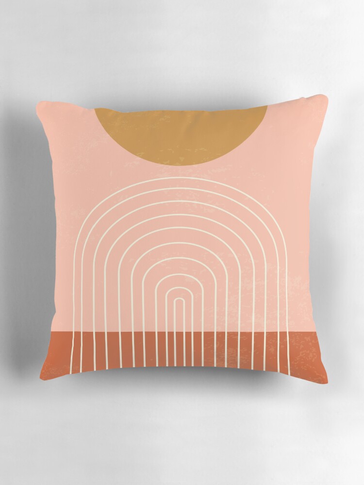 Thumbnail 3 of 4, Pillow, Terracotta Mid Century Sun Arch designed and sold by MaiZephyr.