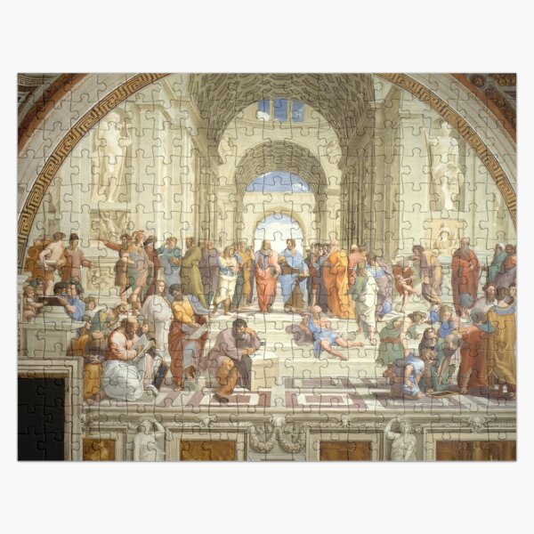 The School of Athens (1509–1511) by Raphael, depicting famous classical Greek philosophers in an idealized setting inspired by ancient Greek architecture Jigsaw Puzzle