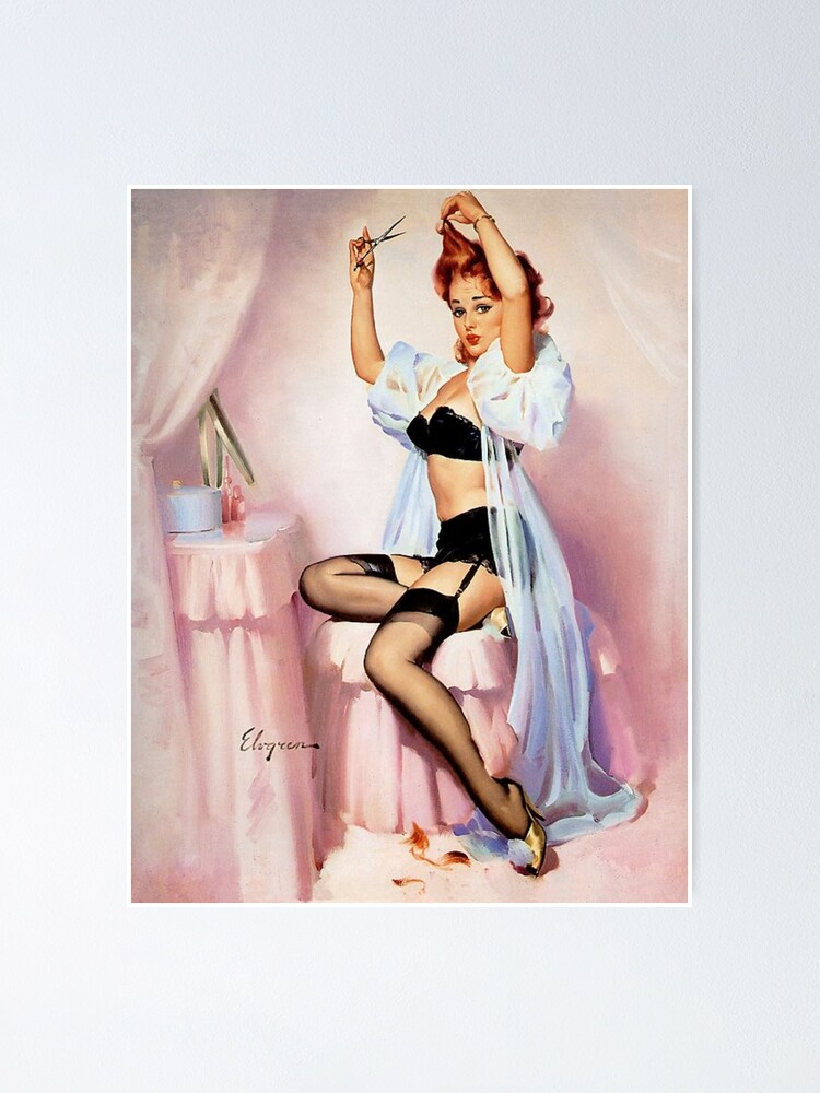 Vintage Pin Up Girl Fitting TV Aerial Elvgren Poster Art Print A3 A4 