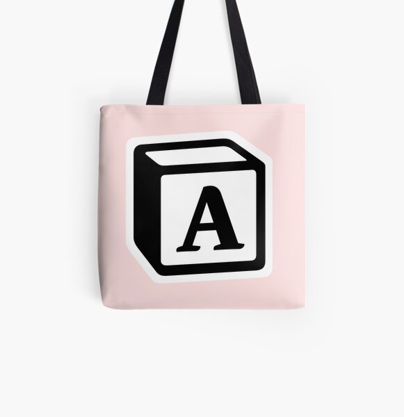 Letter "A" Block Personalised Monogram All Over Print Tote Bag