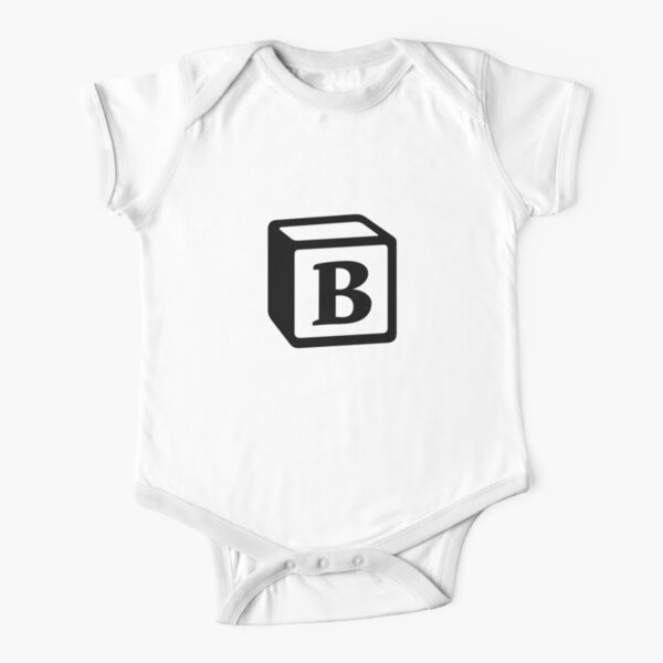 Letter "B" Block Personalised Monogram Short Sleeve Baby One-Piece