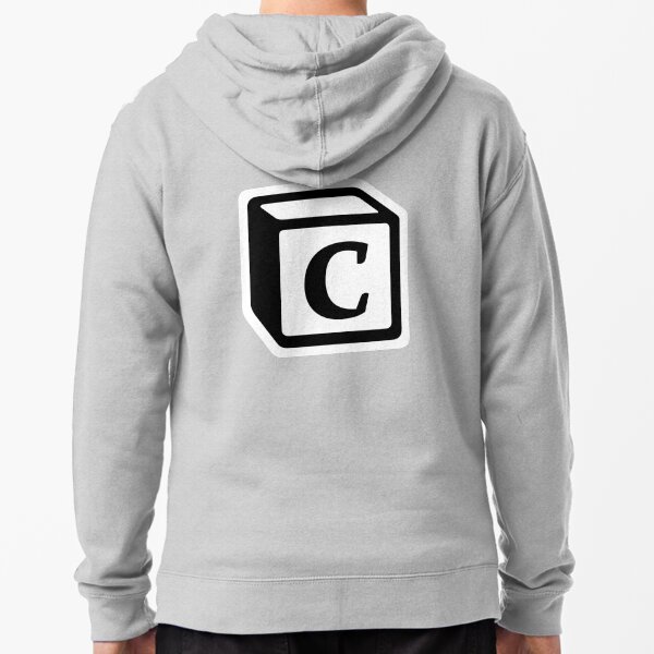 Letter "C" Block Personalised Monogram Zipped Hoodie