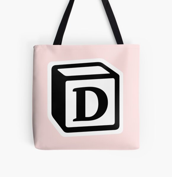 Letter "D" Block Personalised Monogram All Over Print Tote Bag