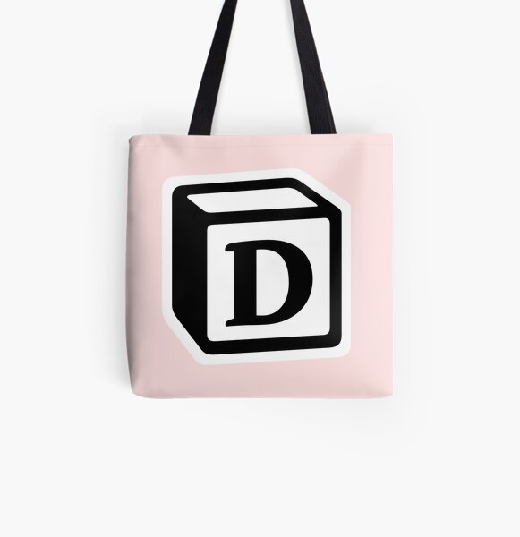 Letter "D" Block Personalised Monogram All Over Print Tote Bag