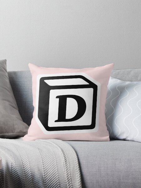 Letter "D" Block Personalised Monogram Throw Pillow