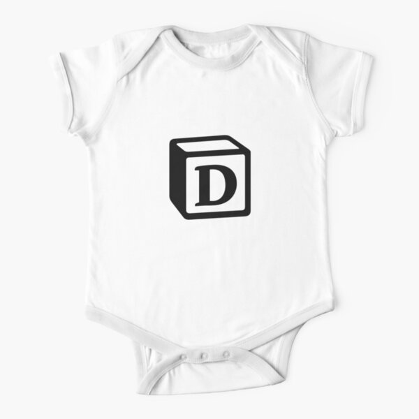 Letter "D" Block Personalised Monogram Short Sleeve Baby One-Piece