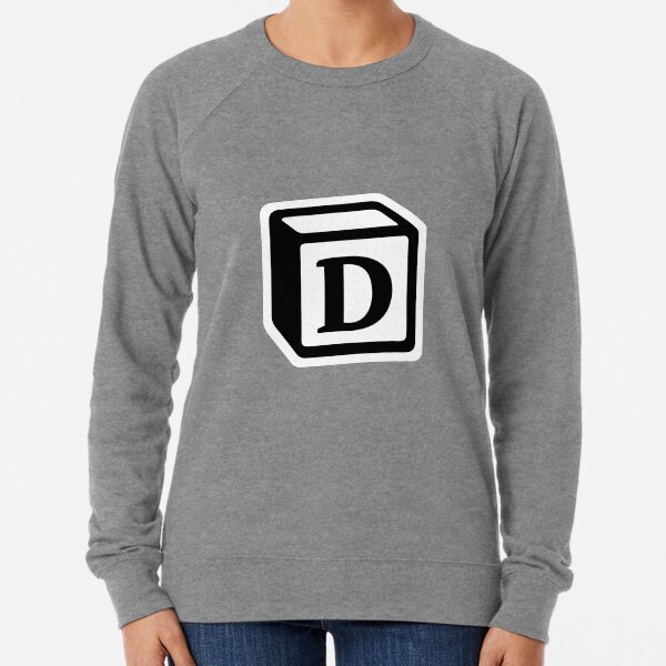 Letter "D" Block Personalised Monogram Lightweight Sweatshirt