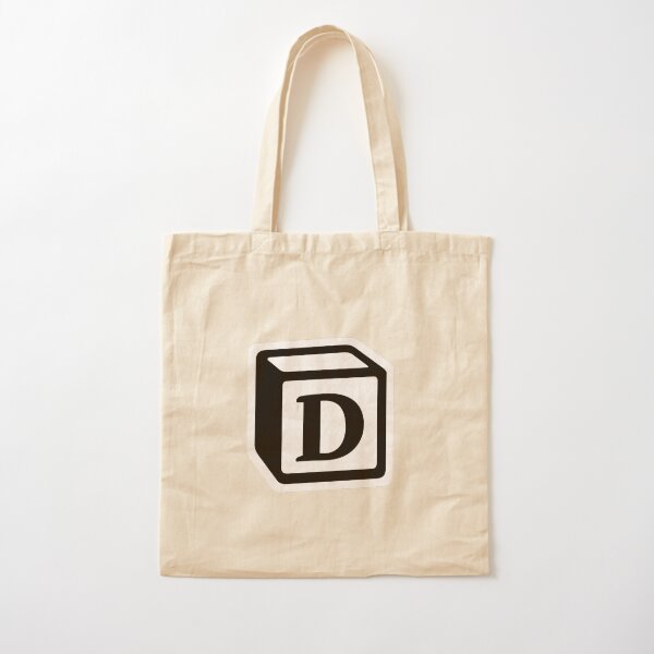 Letter "D" Block Personalised Monogram Cotton Tote Bag